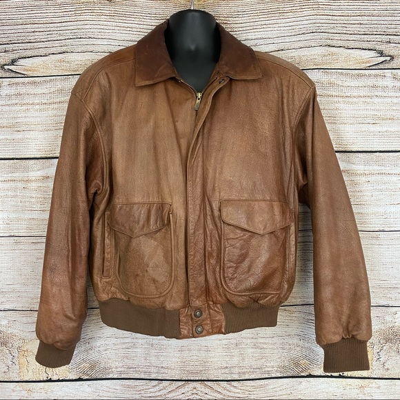 Wilsons Leather Other - Vintage Adventure Bound 80s Leather Brown Bomber Jacket